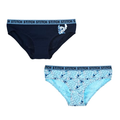Disney Stitch Bragas para Mujer, Pack de 2 Bragas Slip, Algodón