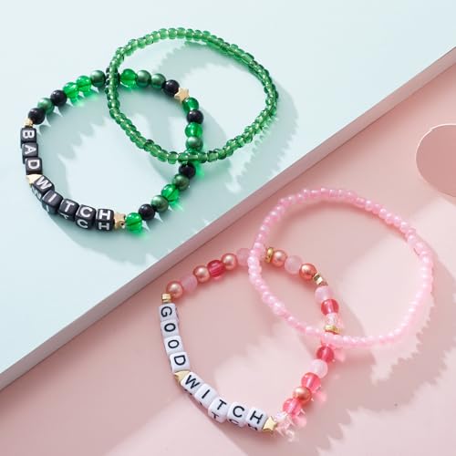 Elphaba Galinda Friendship Matching Bracelets Rhinestone Crown Witch Hat Matching Bracelets - BFF Couples Accessories Valentine's Day Gifts for Fans Party Dress Decor ﻿2