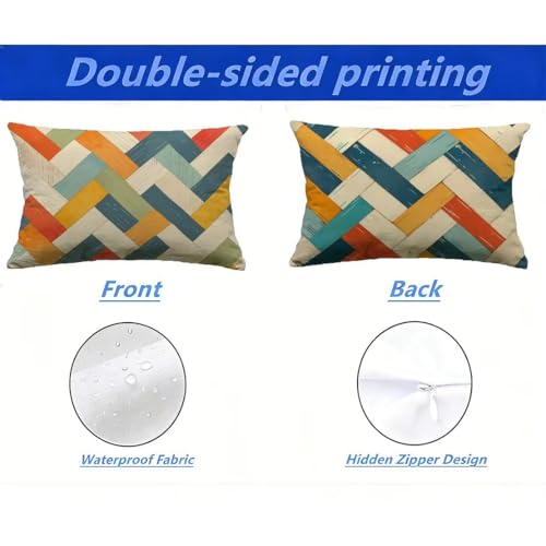 Coussin extérieur 40x60 lot de 2 housses imperméables effet lin pour décorer le jardin - 3