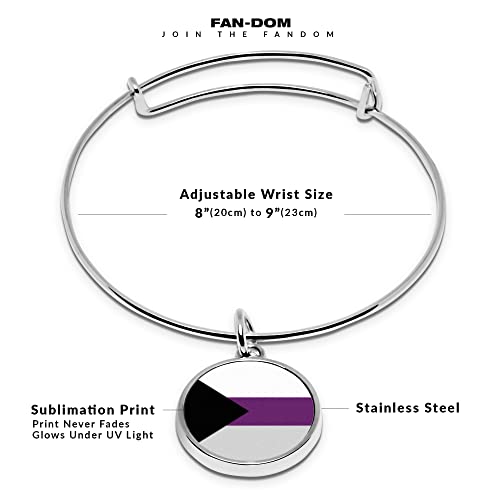 Pride Lgbt Flags Fluorescent Print Wrapped Hinge Cuff Bracelet With Pendant Agender Aromantic Bigender Butch Leather Polyamory Pride Delicate Thin Cuff Bangle Metal Stainless Cuffed Bracelet (Demisexual) #TOP3