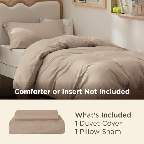 Image of Bedsure Twin /Twin XL Duvet Cover, Double Brushed Bedding Set, Light Brown | For Kids & Adults, 68 inchx90 inch Comforter Cover, Hotel Luxury, All Season, Breathable, Easy Care, Lightweight, Zipper Closure