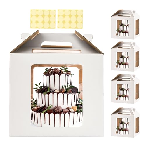 Tall Cake Boxes with Windows, 14x14x14 in (5-pack)