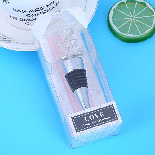 12Pcs Wedding Favor For Guests,Silver Metal Love Shape Wine Bottle Stopper Beer Wine Cork Plug Champagne Saver With Gift Box For Wedding Favor Party Gift By Weddparty(Love Silver) #TOP3
