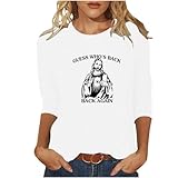 Guess Who's Back Again - Camisetas de Pascua para mujer, manga 3/4, cuello redondo, casuales, holgadas, cómodas, de algodón sintético, básicas, para festivales, blanco, L