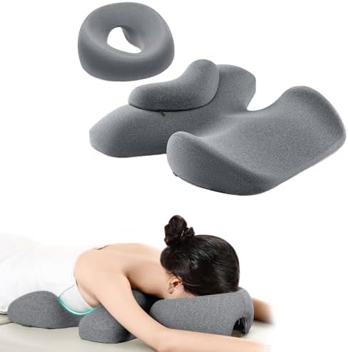 Prone Massage Pillow, a Chest and face Support Sleep Pillow, is Suitable for Massage, SPA and Sleep. It Comes with a Removable and Washable Cover, a Non-Slip Bottom (Grey)