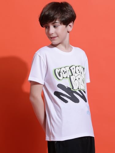 Image of Li'l Tomatoes Boys Cotton T-Shirt | Graphic Printed Half Sleeve Casual Summer Wear | Soft & Breathable | 9-16 Years