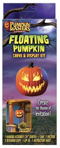 Pumpkin Masters Floating Pumpkin Carve & Display Kit - Create Levitation Illusion in 4 Easy Steps, Includes Carving Saw, Pattern, Hanging Assembly, Lid Clips, and Zip Tie, Halloween Decoration