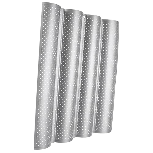 Unomor Baking Mould for French Bread Non-stick Wave Stick Baking Tray for Home Cake Shops Silver Bakeware Tool Easy Cleaning