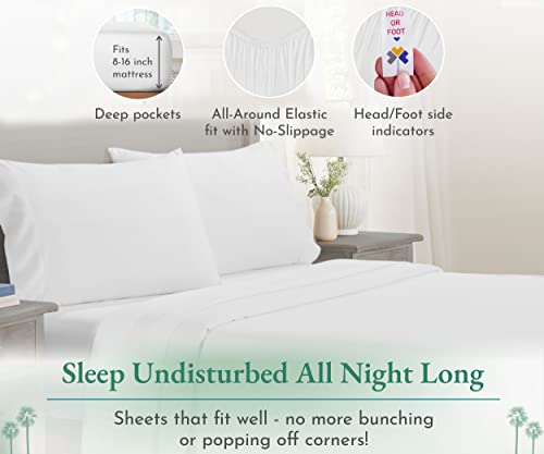 California Design Den Luxury King Size Sheets Set, 600 Thread Count 100% Cotton Sheets, 4 Pc Deep Pocket King Sheets, 5-Star Hotel Sheets, Softer Than Egyptian Cotton Sheets, (White King Bed Sheets) #TOP4