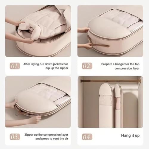 Otherwise Space Saving Garment Bag,Space Saving Hanging Garment Bag with Self Compression Zipper,Garments Bags for Hanging Clothes,Garments Bags for Closet Storage(White,X-Large)3
