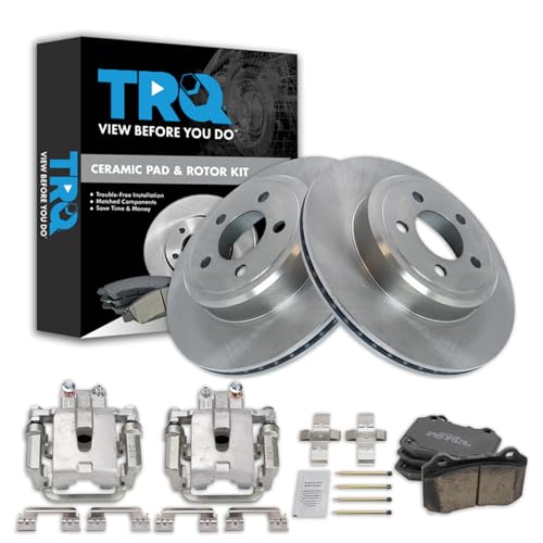 Image of TRQ Rear Brake Pad and Rotor Set Ceramic Vented Rotors Calipers | For 2014-2015 Dodge Charger