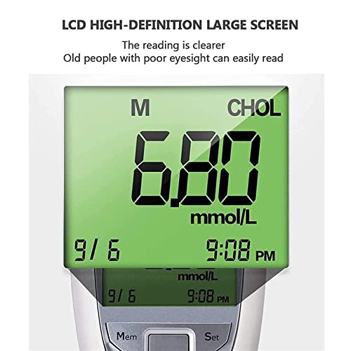 Multi-Function Tester Glucose Monitor Kit Easy-to-Operate Diabetes Testing Kit 3 In 1 Glucose Uric Acid Total Cholesterol Test Machine With Meter,25 Blood Sugar,10 Uric Acid,10 Cholesteryl
