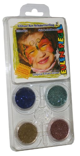 Preisvergleich Produktbild Eulenspiegel 908105 Schmetterling Glitzer Set, 4 Glitzer