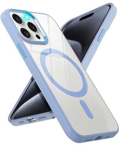 Coque iPhone 15 Pro MagSafe SineOrdo transparente et antichoc bleu protection fine