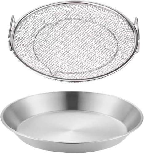 niubpulse 蒸し器 蒸しかご 揚げ物かご メッシュトレイ トレイ ろ過 ざる ステンレス 多機能食 両耳 フードスチーマー トレイ メッシュ フライパン 蒸し野菜 蒸しざる フライパン 油かす フィルター 調理器具 ッチン用品 (26cm,A)