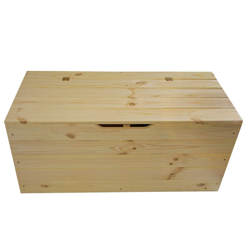 4iQ PINEBOX Kleine Holzkiste 75x33x35 cm – 88L, Aufbewahrungsbox aus Holz