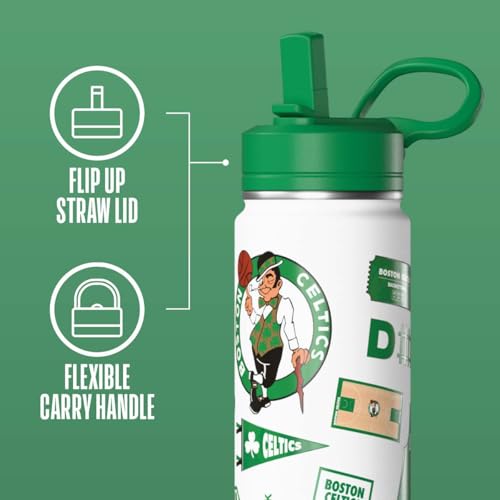 Image of Hydrapeak x NBA Officially Licensed Boston Celtics 20 oz Active Water Bottle with Chug Lid and Handle Reusable Stainless Steel Double Wall Insulated Sports Gift for Kids /Adults