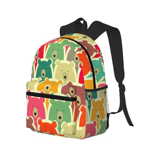 Sac à dos léger ordinateur portable à motif ours colorés décontracté - 2