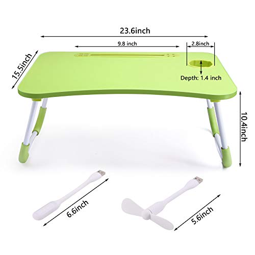 Slendor Lap Desk with Cup Holder, Foldable Laptop Table for Bed, Portable Bed Desk for Laptop and Writing, Computer Tray with Tablet Slot, Notebook Stand Reading Holder for Couch Sofa Floor,Green — view 6