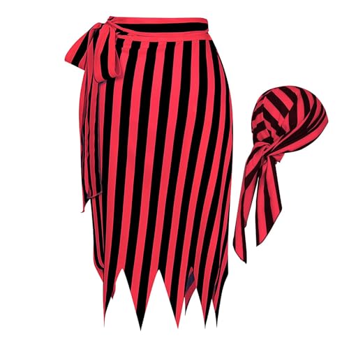 Trajes De Pirata De Halloween Para Mujeres   Traje De Pirata Para Mujer | Vestido De Pirata Juego De Roles Trajes De Pirata De Halloween | Faldas De Traje De Capitán Bandana Rayas, Accesorios De Costu