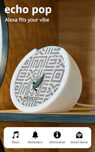 Image of Amazon Echo Pop (newest model) | Officially Licensed Mexico National Soccer Team Limited-Edition (White)