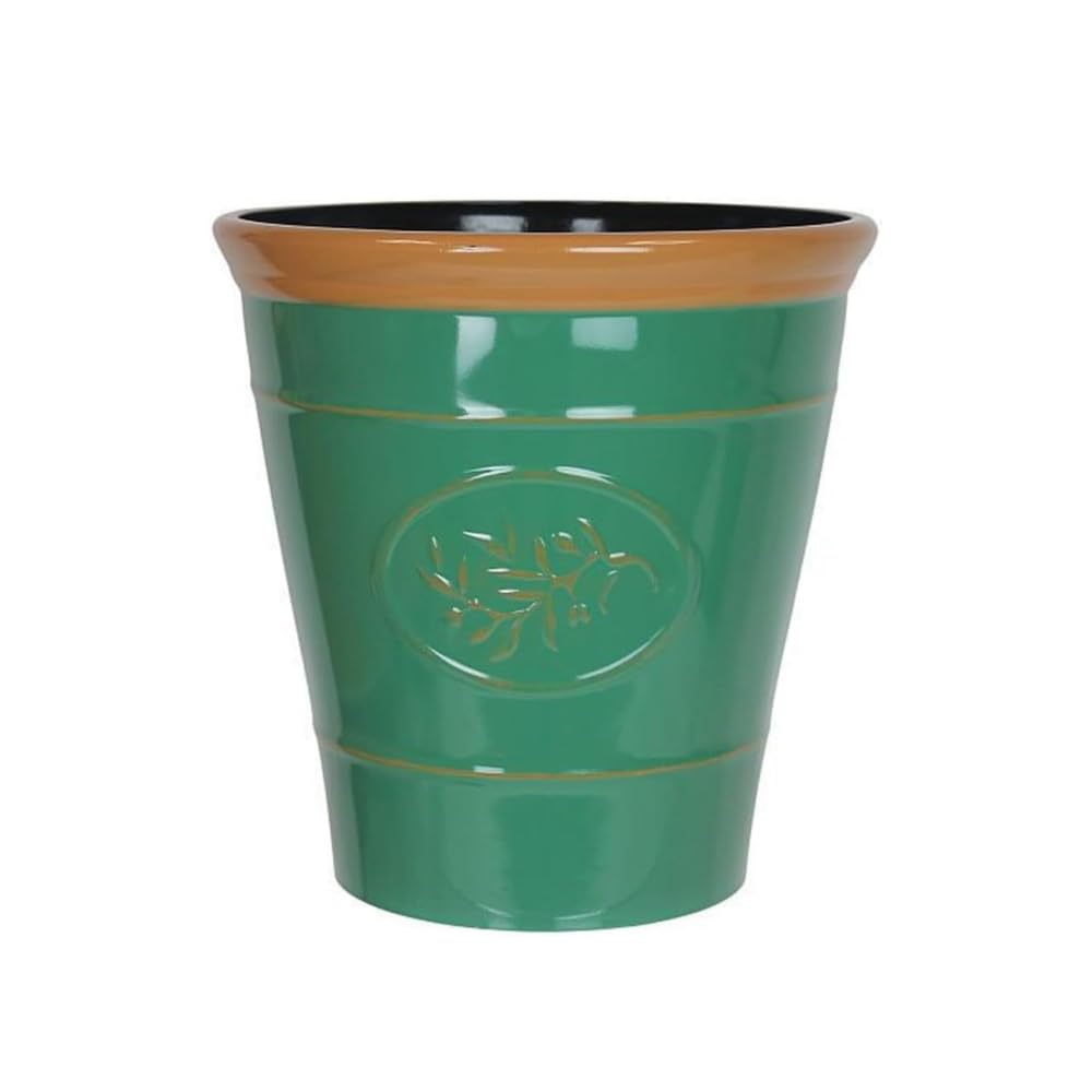 Metallic Effect Olive Plastic Planter for Gardening – Outdoor & Indoor Flowers Pot with Glossy Finish Weatherproof Garden Windowsills Home Plant Pot with Drainage Holes – (Dark Green, 30cm - Pack 1) — image 1