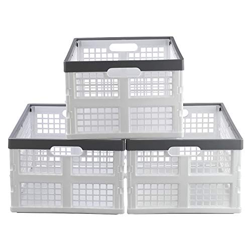 Waikhomes - Caja plegable apilable, juego de 3 cajas plegables (blanco)