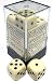 Chessex Dice d6 Set: Opaque Ivory with Black - 16mm Six Sided Die (12) Block of Dice