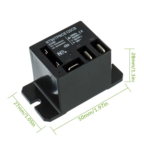 EPLZON NT90-AC120V-10X Power Relay AC 120V Coil 120 VAC 30A 40A SPDT(1NO 1NC) with Flange Mounting and 10 Quick Connect Terminals Wires Mini Relay(Pack of 2pcs) - Thumbnail 2