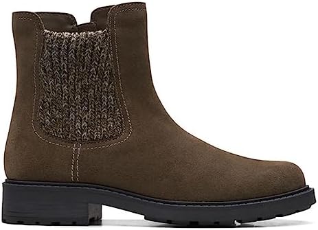 Clarks Women's Opal Sky Ankle Boot, Dark Olive Suede, 7 | Image 1