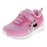 Minnie Mouse Girls Sneakers Easy Slip-On Lightweight Running Sneakers Strap Laceless Athletic Shoes - Pink (Size 7 Toddler)