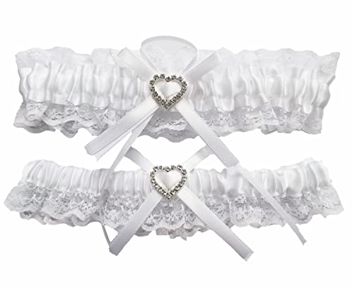 Mistari 1 Pair Garters For Bride Lace Vintage Ribbon Flower Prom Wedding Bridal Garter Belt Set With Bowknot (White) #TOP1
