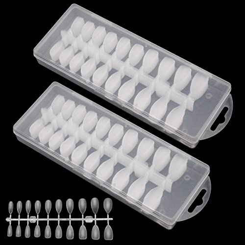 UptVin 480 Pièces Conseils Faux Ongles, Couverture Complète Capsule Americaine Ongle 12 Tailles Faux Ongles Alomnde pour le Salon d'art Nail et Bricolage à la Maison Cover