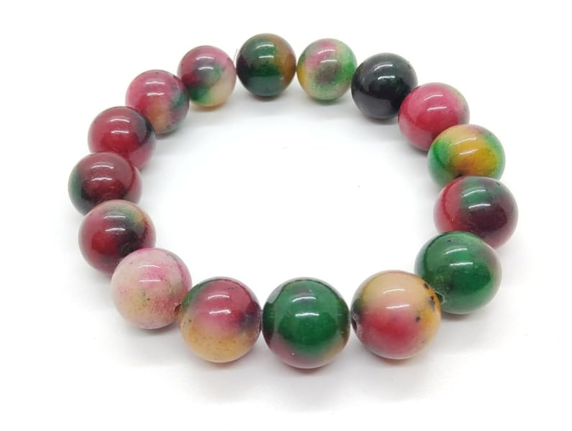 Natural Candy Jade 14mm Round Beads Stretchable Bracelet, Unisex