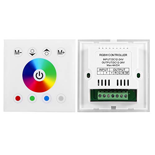 SIXRUN Interruptor de Pared de Luz de Tira LED, Controlador de Panel Táctil ABS RGBW con Ajuste de Color, Fácil Instalación para Iluminación del Hogar y Uso de Oficina (WHITE)
