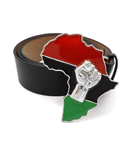 New Africa Map with Fist Power Pendant Belt Buckle XBK11 (Silver (Small 40