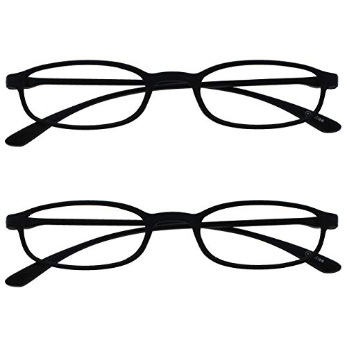 Opulize Fly Pack 2 Format Poche Super Lumière Lunettes De Lecture Noir Mat Hommes Femmes RR67-1 +1,50 Cover
