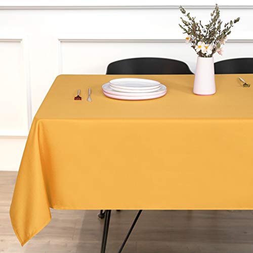 Image of sancua Rectangle Tablecloth - 70 x 90 Inch - Stain and Wrinkle Resistant Washable Polyester Table Cloth, Decorative Fabric Table Cover for Dining Tables, Buffet Parties and Camping, Gold