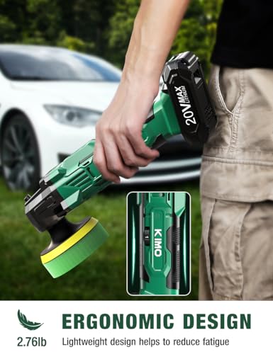 Image of KIMO. 20V Cordless Buffer Polisher Kit, 24 Accessories, 2 X 2000mAh Batteries, Car Polisher w / 6 Variable Speed Up to 3634RPM, Cordless Polisher for Car Detailing