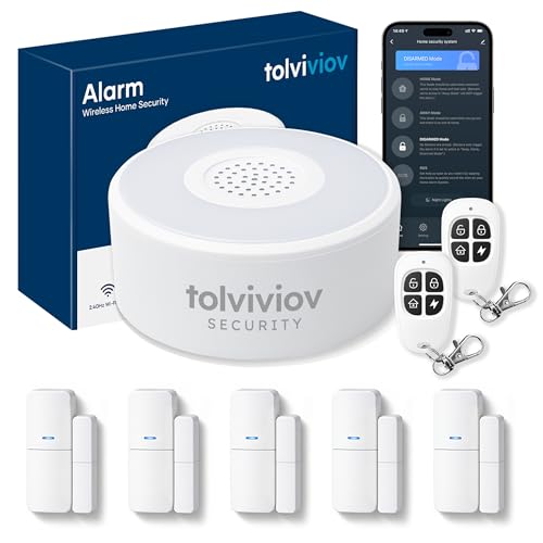 WiFi Door Alarm System, Wireless DIY Smart Home Security System, with Phone APP Alert, 8 Pieces-Kit (Alarm Siren, Door Window Sensor, Remote), Compatible with Alexa, for House, Apartment by tolviviov