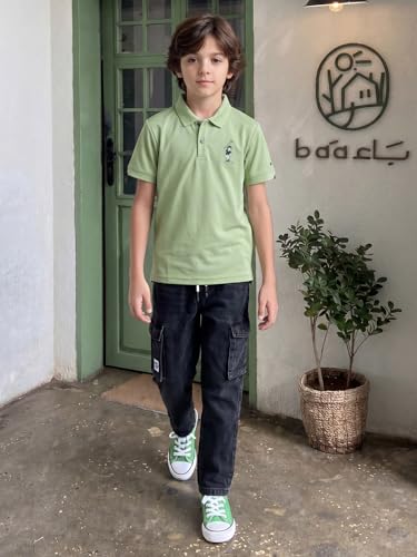 Image of Li'l Tomatoes Boys Sports Polo T-Shirt Polyester Casual Summer Tee | inchGolf Player inch Printed Collar Neck T-Shirt | Lightweight & Breathable Half Sleeve Sports Wear | Stylish Polo Tee | 9-16 Years