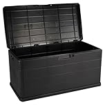 URBN GARDEN 350L Heavy Duty Plastic Garden Storage Box, Huge Capacity Patio Outdoor Container with Lockable Lid, Handles & Wheels, Weather Resistant Shed for Tools, Cushions, Accessories, Anthracite