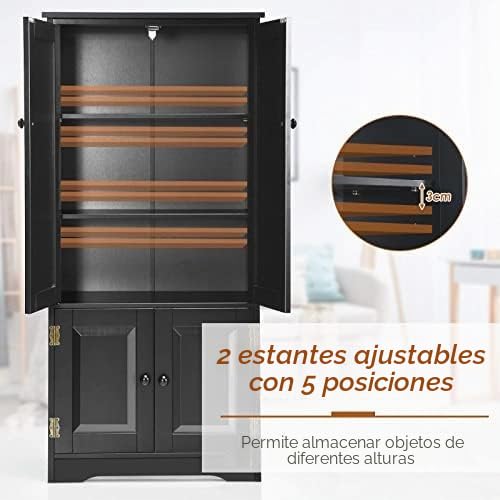FANTASK Armario de Almacenamiento Vintage con Estante Ajustable, Armario de Madera para la Colada, Estilo rústico