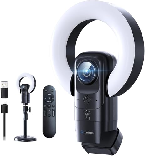 Combess 4K Webcam with Light, Webcam for PC with Microphone, Plug and Play, USB Computer Camera for Desktop, Auto-Focus, Web Camera for Desktop Computer Zoom Skype