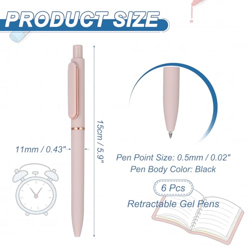 Bolígrafos retráctiles de gel 0.5mm negro 6 piezas miniatura 2