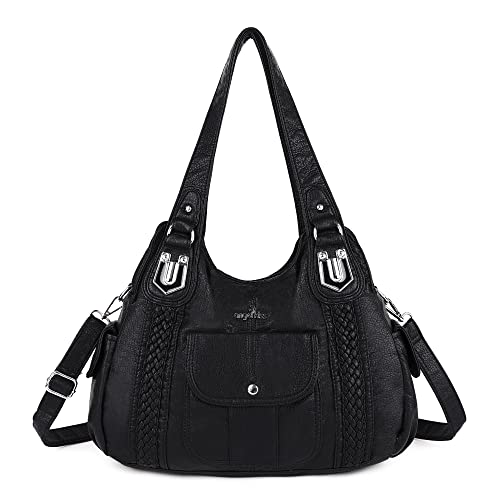Image of Angel Kiss Purses and Handbags for Women Washed Vegan Leather Crossbody Hobo Satchel Shoulder Tote Purse