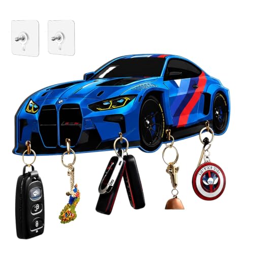 Image of Webelkart MDF UV Printed Key Holder for Wall with 5 Hooks - Decorative Wooden Key Hanger Organizer for Home, Office, Entryway - Wall Mounted Key Stand (12 INCHES) (Blue)