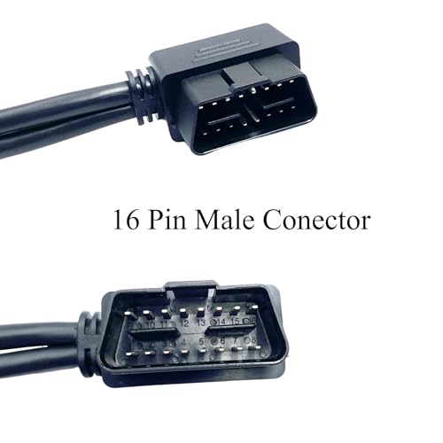 Cable OBD2 macho a doble hembra con conector acodado de 16 pines 4