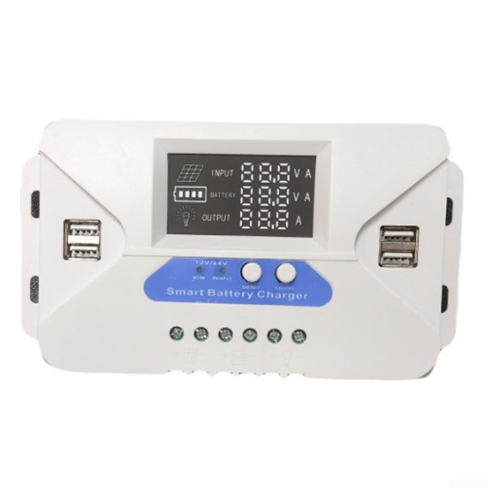 12 V/24 V per regolatore di carica solare, 20 A per batterie acido, litio ferro fosfato e ternarie, pannello solare off-grid di ricarica con 4 porte USB (40 A)