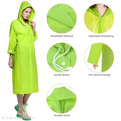 Image of Waterproof Rain Coat Hooded Universal Outdoor Water Resistant Portable Suit for Men,Women Boys & Girls (Universal Size,Multicolor, Unit Count 1)